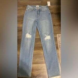 True Craft Light Blue Distressed Straight Leg Jeans